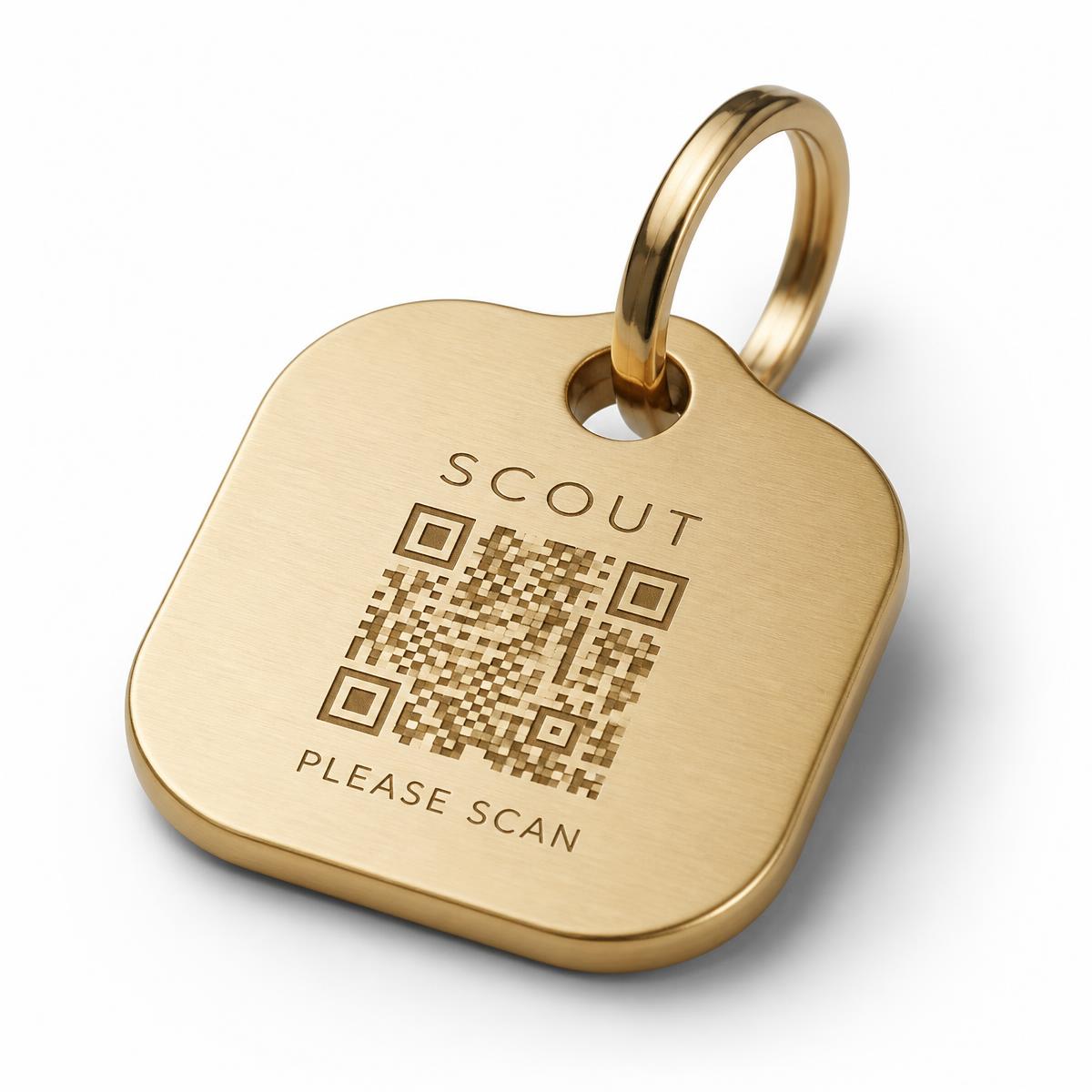 Champagnergoldener Fellaro QR-Anhänger mit Gravur